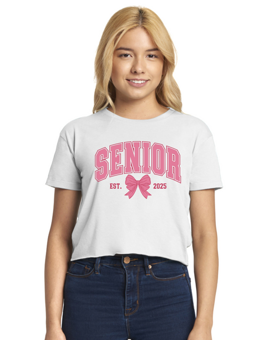 Senior 2025 Coquette cropped tee