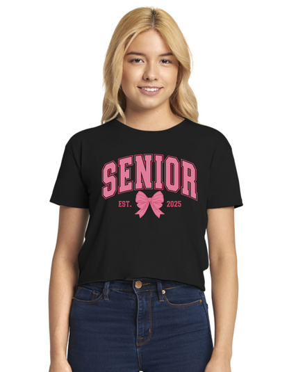 Senior 2025 Coquette cropped tee